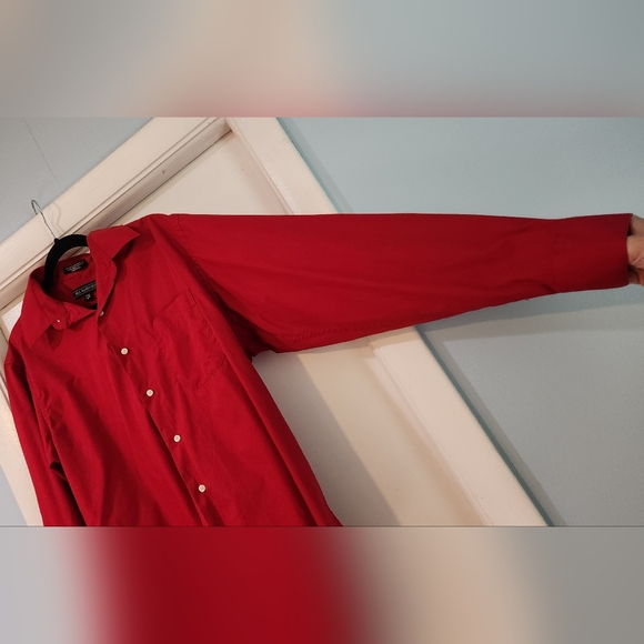 Men's Bill Robinson Red Button Down Long Sleeve Shirt, Size M - Picture 7 of 16